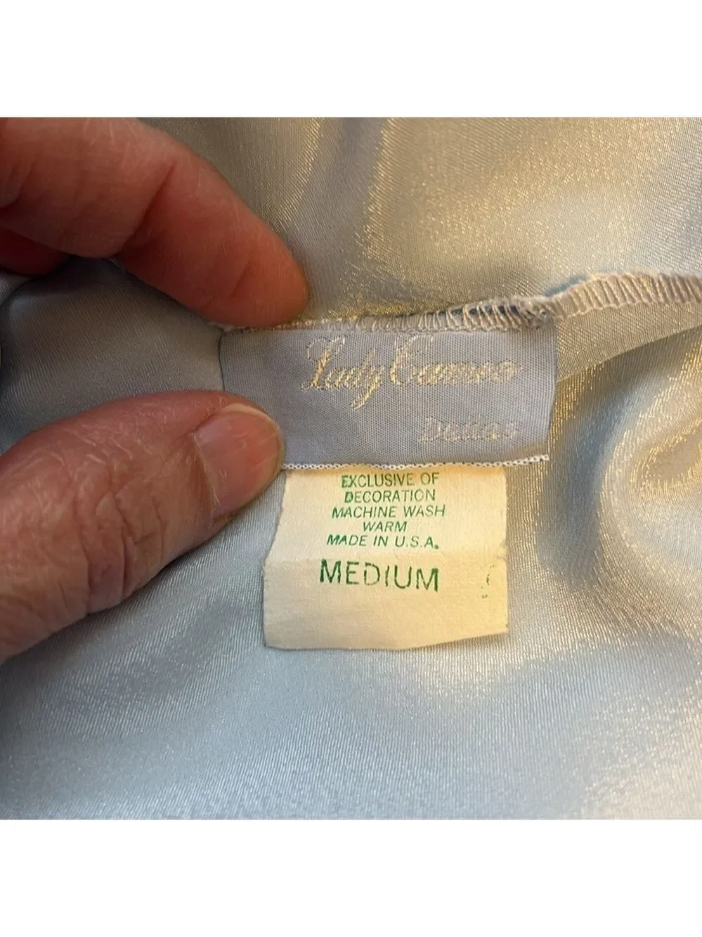 Vintage Silky Slip Chemise Spaghetti Straps Pale Blue Size M - Picture 4 of 5